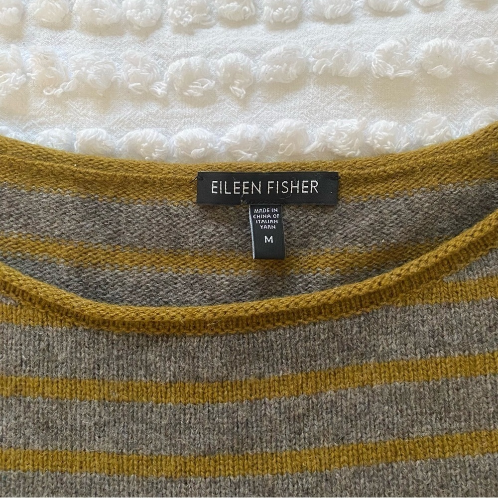 Eileen Fisher Women’s Yak & Lambswool Yellow Green & Gray Boxy Sweater Sz M - Picture 15 of 15